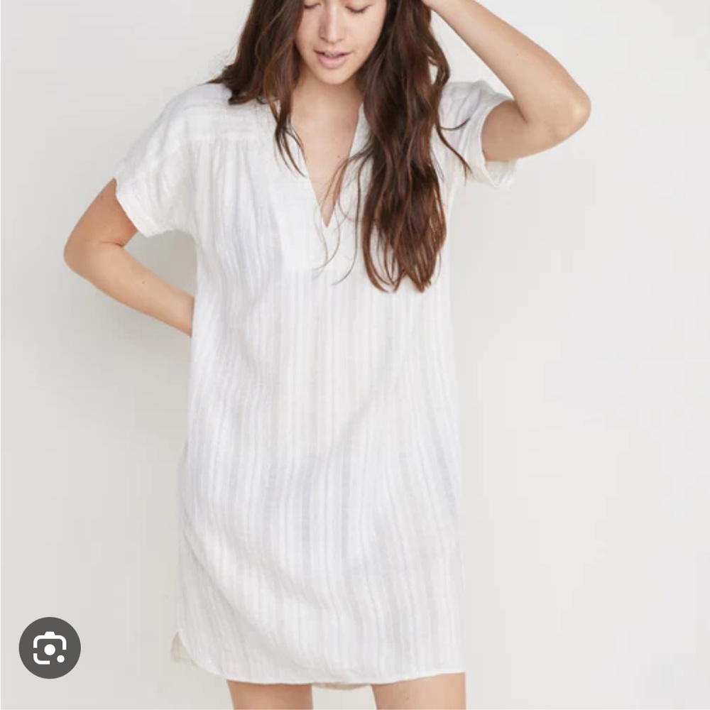 Marine Layer Cream Short Sleeve Swim Coverup Dress - Picture 2 of 7